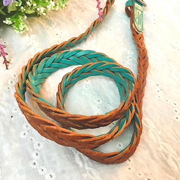 🦅 AE Turquoise Braided Leather Belt (S/M - Picture 6 of 8
